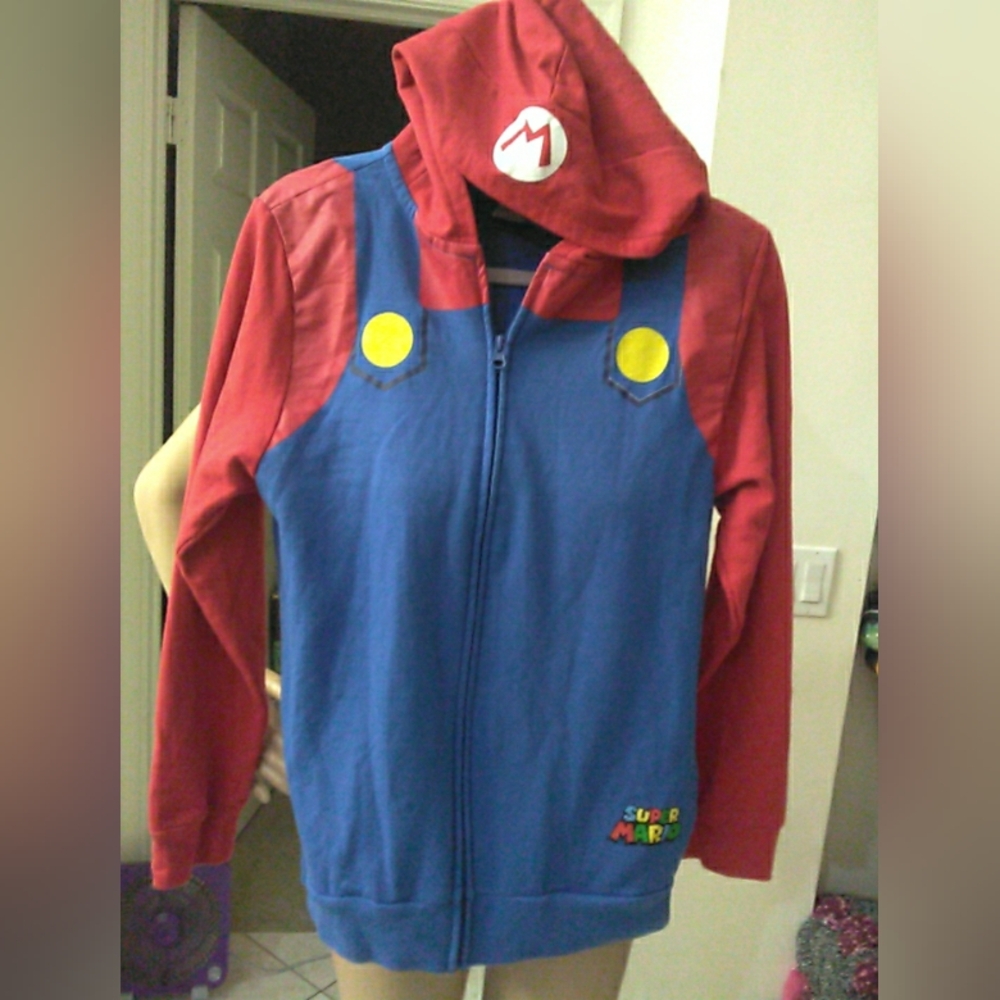 SUPER MARIO Kids Super Mario Costume Hoodie - Red and Blue SZ. XL